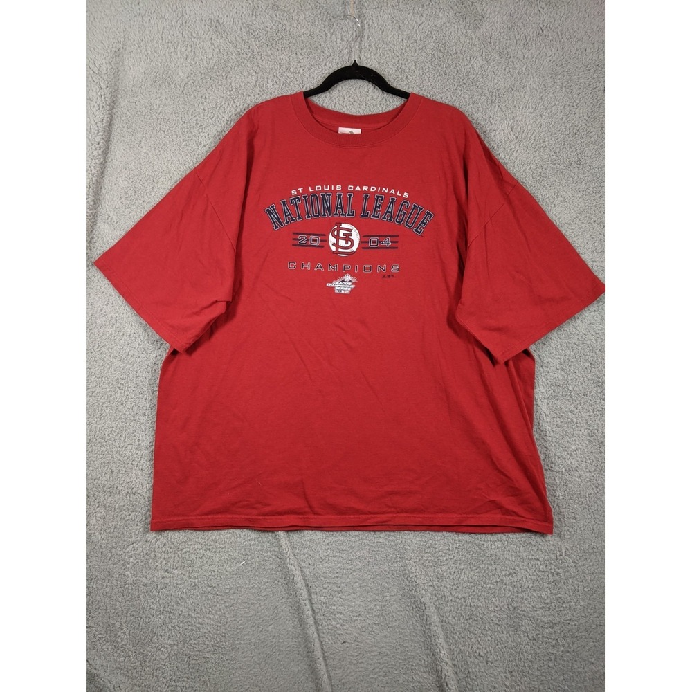 Vtg Adidas St. Louis Cardinals 2004 National League Champs T Shirt Mens 2XL Red